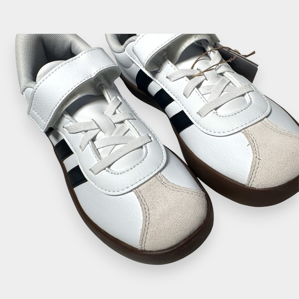NWB Adidas VL size 3 Court 3.0‎ Kids Shoes White Black Gum Strap - Picture 5 of 13